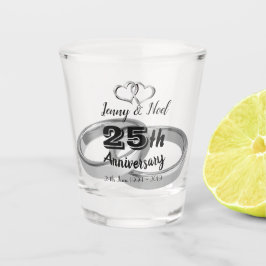 Persoonlijk 25-jarig jubileum shot glas