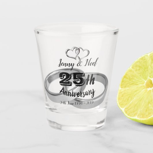 Persoonlijk 25-jarig jubileum shot glas (Voorkant)