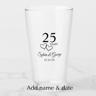 Persoonlijk 25-jarig jubileumgeschenk Elegant mode Glas