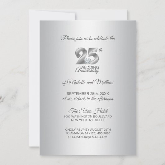 Persoonlijk 25-jarig zilveren huwelijksjubileum kaart (Achterkant)