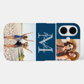 Persoonlijk 2 Foto Collage Blauw Case-Mate iPhone Case (Achterkant (horizontaal))