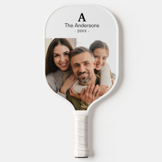 Persoonlijk 2 Foto met Monogram & Familienaam Pickleball Paddle (Voorkant)