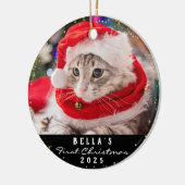 Persoonlijk 2 fotofotopapier: Meowy Kerstzwart Keramisch Ornament (Links)