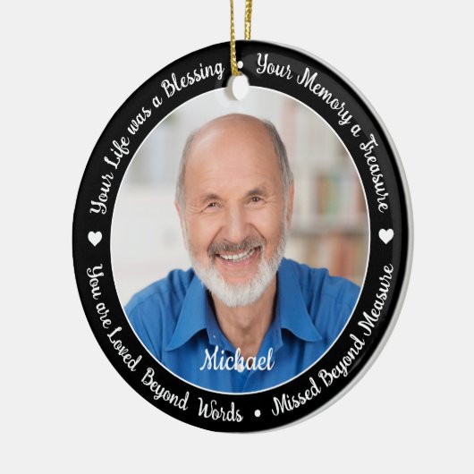 Persoonlijk 2 Fotoherdenking Memorial Keramisch Ornament (Links)