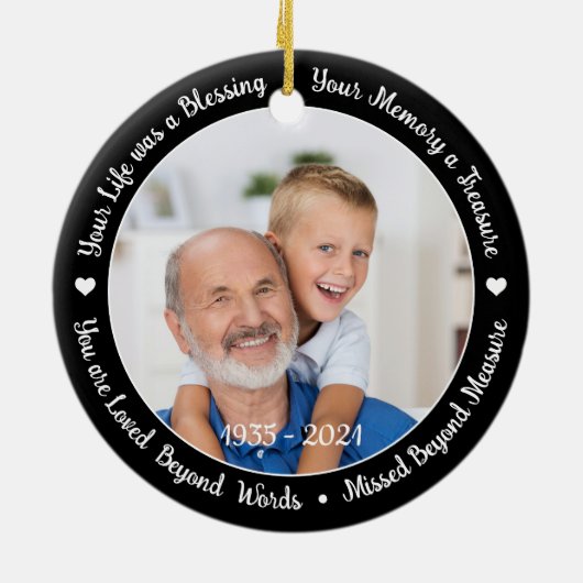 Persoonlijk 2 Fotoherdenking Memorial Keramisch Ornament (Achterkant)