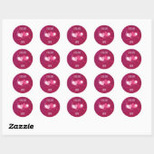 Persoonlijk 2 harten dansen op Fuschia roze Ronde Sticker (Vel)