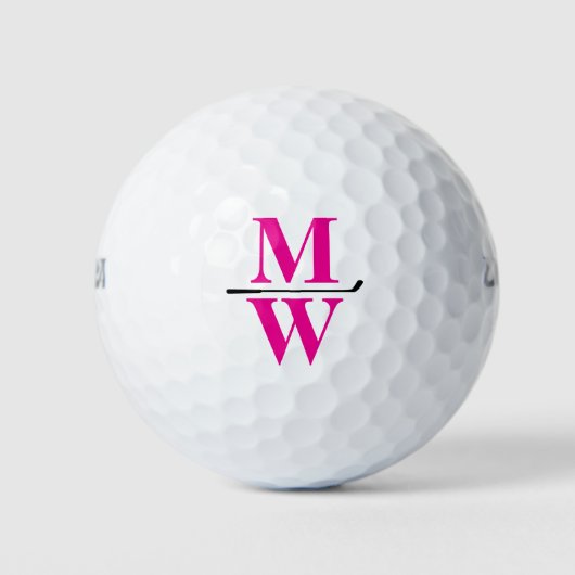 Persoonlijk 2-Initiaal Roze Monogram Golfballen (Voorkant)