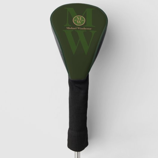 Persoonlijk 2-letter Verticaal Monogram Donkergroe Golfheadcover (Voorkant)