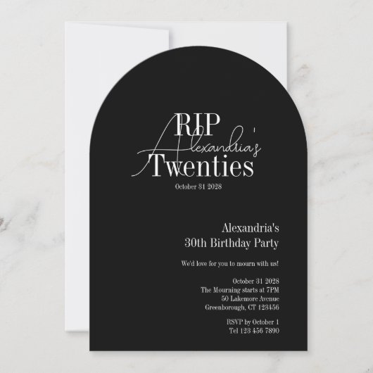 Persoonlijk 30e verjaardagsfeest RIP 20s feest Kaart (Voorkant)