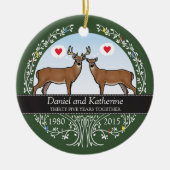 Persoonlijk 35th Wedding Jubileum, Buck & Doe Keramisch Ornament (Voorkant)