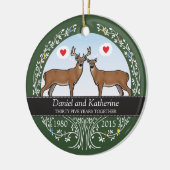 Persoonlijk 35th Wedding Jubileum, Buck & Doe Keramisch Ornament (Links)