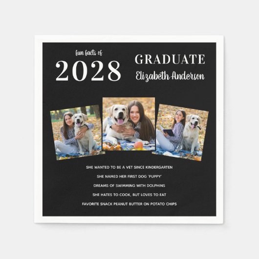 Persoonlijk 3 Foto Afstuderen Fun Facts Afstuderen Servet (Voorkant)