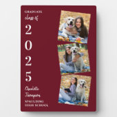 Persoonlijk 3 Foto Burgundy Afstuderen Fotoplaat (voorkant)