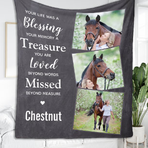 Persoonlijk 3 foto Pet Horse Memorial Fleece Deken
