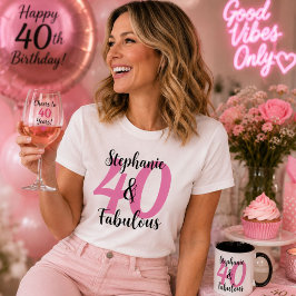Persoonlijk 40 & Fabulous wit verjaardagsshirt T-shirt