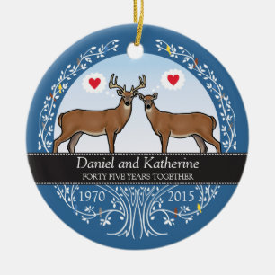Persoonlijk 45th Wedding Jubileum, Buck & Doe Keramisch Ornament