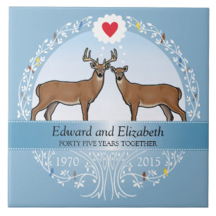Persoonlijk 45th Wedding Jubileum, Buck & Doe Tegeltje