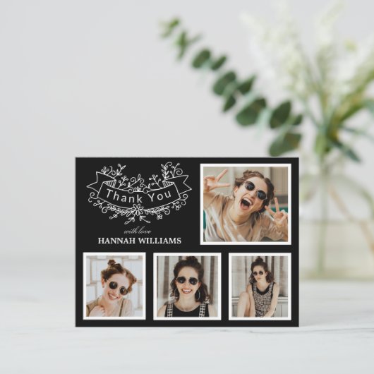 Persoonlijk 4 Foto Collage Afstuderen Hartelijk da Briefkaart (Staand voorkant)