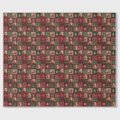 Persoonlijk 4 foto rustic kerstvakantie patchwork cadeaupapier (Vlak)