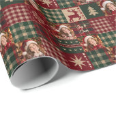 Persoonlijk 4 foto rustic kerstvakantie patchwork cadeaupapier (Rol Hoek)