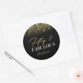 Persoonlijk 50 en Fabulous Black en Gold Ronde Sticker (Envelop)