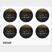 Persoonlijk 50 en Fabulous Black en Gold Ronde Sticker (Vel)