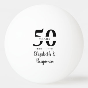 Persoonlijk 50-jarig huwelijksjubileum geschenk pingpongbal