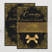Persoonlijk 50-jarig huwelijksjubileum Goud Zwart Kaart (Voorkant / Achterkant)