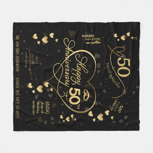 Persoonlijk 50-jarig huwelijksjubileum mijlpaal vl fleece deken (Voorkant (Horizontaal))