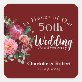 Persoonlijk 50-jarig huwelijksjubileum voor koppel vierkante sticker