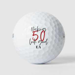 Persoonlijk 50e verjaardagscadeau met initialen golfballen