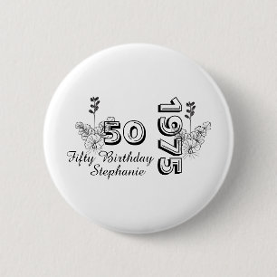 Persoonlijk 50e verjaardagsfeest verjaardag ronde button 5,7 cm