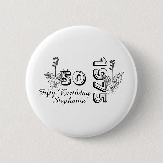 Persoonlijk 50e verjaardagsfeest verjaardag ronde button 5,7 cm (Voorkant)