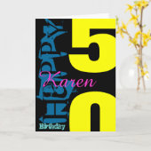 Persoonlijk 50e Wenskaart van de POP van de Geboor Kaart (Gele Bloem)