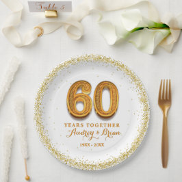Persoonlijk 60-jarig jubileum papieren bordje