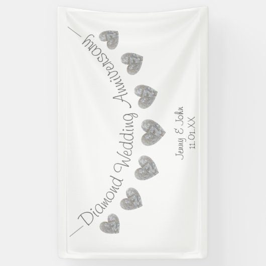 Persoonlijk 60e diamanten bruiloft jubileum spandoek (Verticaal)