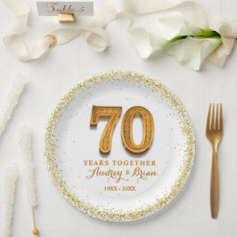 Persoonlijk 70-jarig jubileum papieren bordje