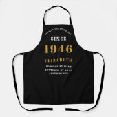 Persoonlijk 80ste verjaardags 1946 zwart & goud schort (Voorkant)