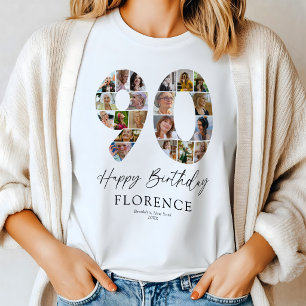 Persoonlijk 90ste verjaardag foto collage T-shirt