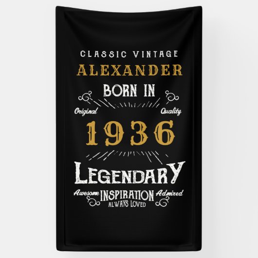 Persoonlijk 90ste verjaardagsfeest Geboren in 1936 Spandoek (Verticaal)