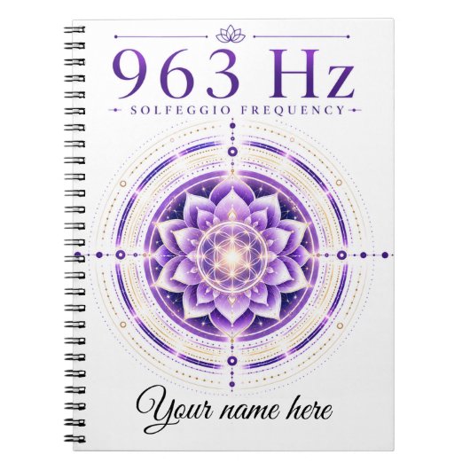 Persoonlijk 963 Hz Solfeggio Frequentie Notitieboe Notitieboek (Voorkant)