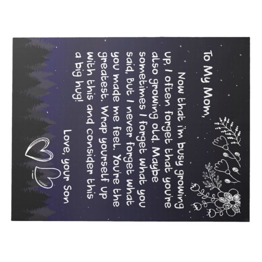 Persoonlijk aan mijn moeder liefdesbrief van zoon notitieblok (Voorkant)