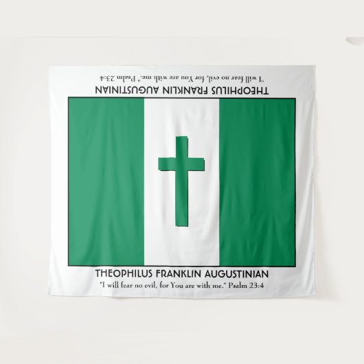 Persoonlijk Aandenken | NIGERIA Vlag met Kruis Wandkleed (Voorkant (horizontaal))