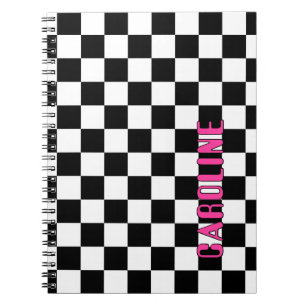 Persoonlijk aangepast abstract geometrisch dambord notitieboek