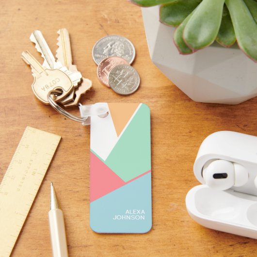 Persoonlijk aangepast chic geometrisch kunstpatroo sleutelhanger (Bureau)