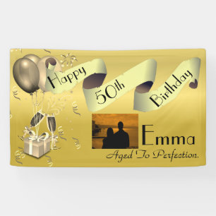 Persoonlijk aangepast idee gelukkig 50ste verjaard spandoek