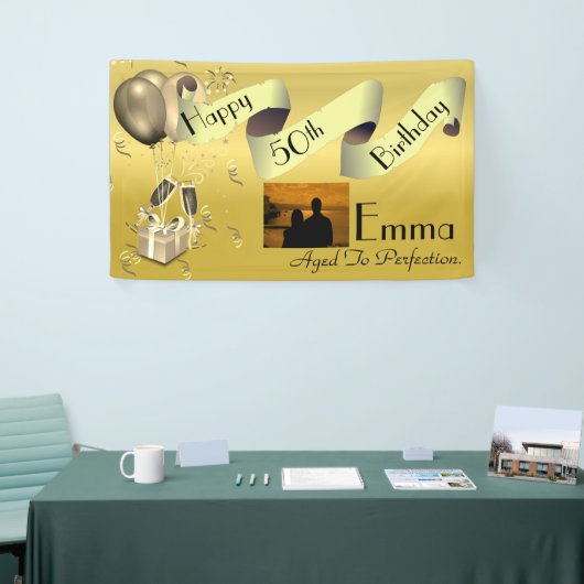 Persoonlijk aangepast idee Happy 50th Birthday Spandoek (Beurs)