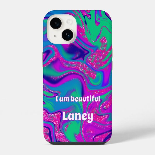 Persoonlijk aangepast koel groovy roze golvend tur iPhone hoesje (Achterkant)