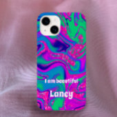 Persoonlijk aangepast koel groovy roze golvend tur iPhone hoesje