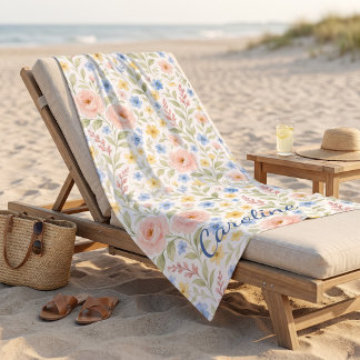 Persoonlijk aangepast leuk klassiek bloemmotief strandlaken